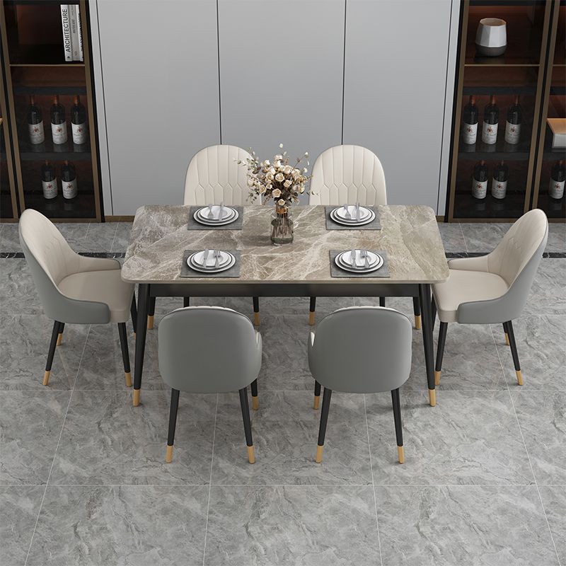 Rectangle Contemporary Style Dining Room Set Sintered Stone Dining Furniture Set with 4 Legs Table Clearhalo 'Dining Room Sets' 'Dining Tables & Seating' 'dining_room_set' 'furn' 'furn_dining_room_set' 'Furniture' 'furniture_dining_room_set' 'Kitchen & Dining Furniture' 'kitchen&dining_furn' 'kitchen' 1200x1200_b5502bcb-6807-4b0f-bd9d-cd94b46a3e29