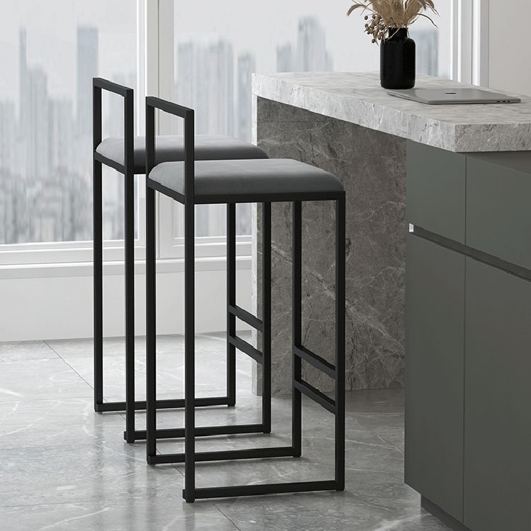 Modern Backrest Armless Counter Stool Iron Cafe Bar Stool with Velvet Cushion and Pedal Clearhalo 'Bar Furniture' 'Bar Stools' 'bar_stools' 'furn' 'furn_bar_stools' 'Furniture' 'furniture_bar_stools' 'Kitchen & Dining Furniture' 1200x1200_b5516e7a-a10b-4271-a6d0-5a7ac8d3fb7c