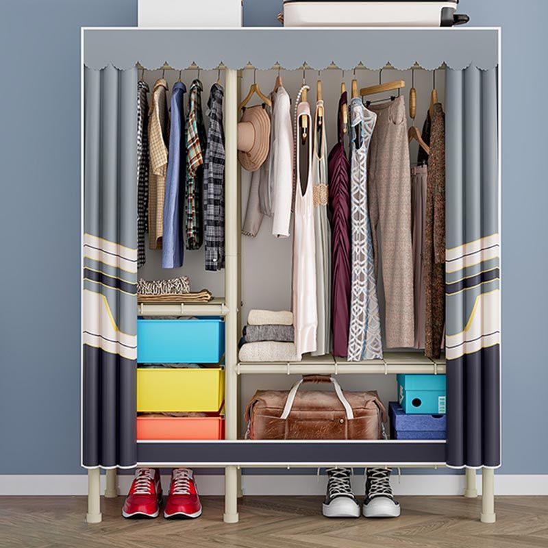 Armoire contemporaine Armoire en acier étagères réglables placis de garde-robe pour chambre à coucher