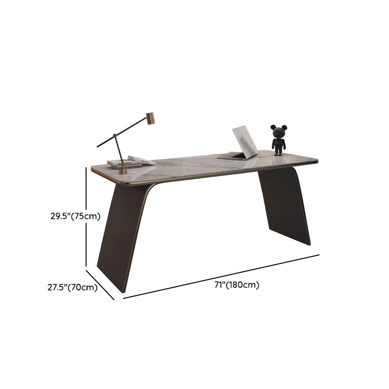 Bureau de bureau en pierre moderne bureau de tâche de forme rectangulaire avec 4 dessins en blanc