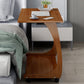 Bamboo Sofa Side Accent Table in Brown Modern 1 - Shelf End Table with Casters