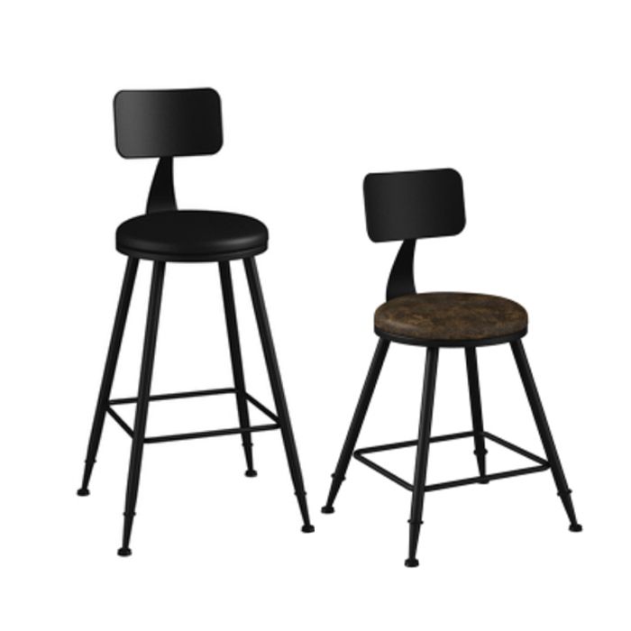 Industrial Armless Backrest Counter Stool Iron Bar Stool with Leather Cushion Clearhalo 'Bar Furniture' 'Bar Stools' 'bar_stools' 'furn' 'furn_bar_stools' 'furniture_bar_stools' 'Kitchen & Dining Furniture' 'kitchen&dining_furn' 'kitchen' 'kitchen_furn' Furniture' 1200x1200_b556eaae-a7f3-4cb3-a72e-e66c089e9558