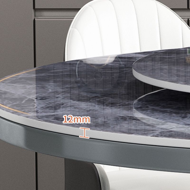 Stone Round White-gray Dining Table Nordic Turntable Furniture with Pedestal Base Clearhalo 'Dining Tables & Seating' 'Dining Tables' 'dining_table' 'furn' 'furn_dining_table' 'Furniture' 'furniture_dining_table' 'Kitchen & Dining Furniture' 'kitchen' 'kitchen_dining_table' 1200x1200_b5590b34-8616-47cb-866d-a856210b9d87