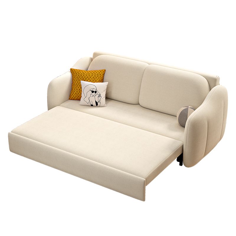 Beige Modern Slipcovered Sofa Bed Sloped Arm Sofa with Storage Clearhalo 'furn' 'furn_sofas' 'Furniture' 'Living Room Furniture' 'Sofa' 'sofas' 1200x1200_b5594b08-317d-4520-bc4b-97ac6cfc3c8d