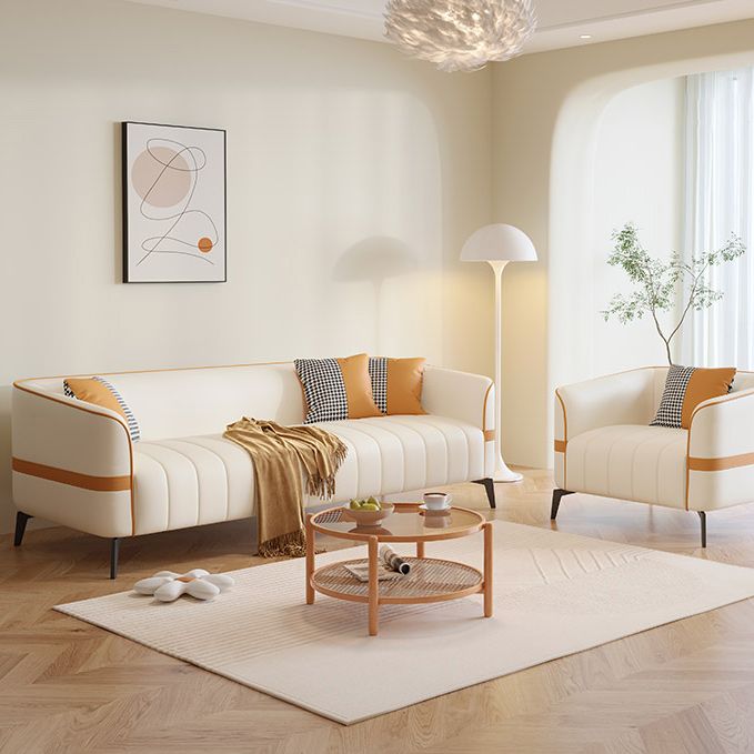 Zeitgenössischer 25,59 "H Faux Leder Smoking -Armsofa für Wohnzimmer