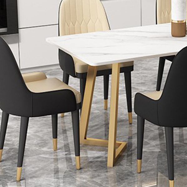 Glam Dining Table Set 1/2/7 Pcs Sintered Stone Dining Table and Upholstered Chairs Clearhalo 'Dining Room Sets' 'Dining Tables & Seating' 'dining_room_set' 'furn' 'furn_dining_room_set' 'Furniture' 'Kitchen & Dining Furniture' 1200x1200_b55b7642-a66f-4849-940d-b9eb9864264a