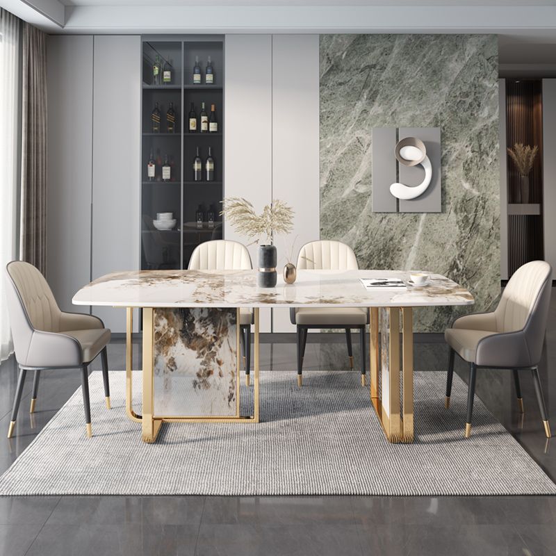 Traditional Luxury Dining Table Rectangle Sintered Stone Double Pedestal Table Clearhalo ' dining_table' 'Dining Tables & Seating' 'Dining Tables' 'furn' 'furn_dining_table' 'Furniture' 'furniture_dining_table' 'Kitchen & Dining Furniture' 'kitchen&dining_furn' 'kitchen' 'kitchen_dining_table' 1200x1200_b55bb58a-a041-40f7-b52b-4b2a03eece88