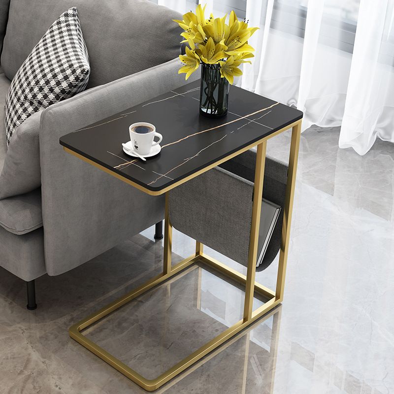 24,4 "hoher Ironcraft C Bodentisch Rechteckig Faux Marmor Top End Table mit Lagerung