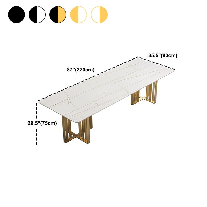 Table à manger de style industriel Table rectangulaire en pierre frittée pour salle à manger