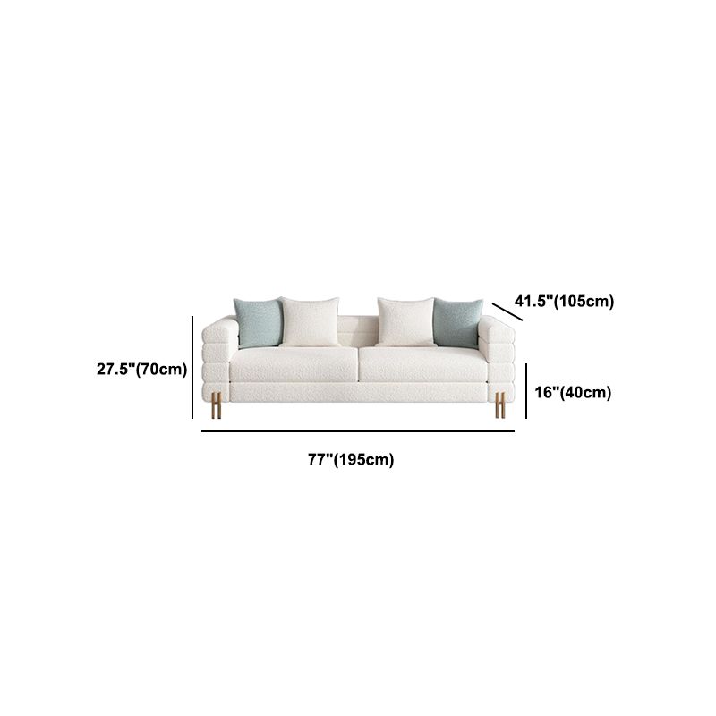 Modern Style Sofa with Pillows Wool/Faux Leather Tuxedo Arm Seating