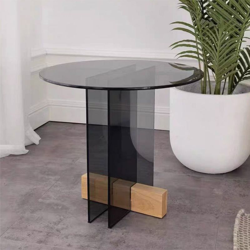Living Room End Table Modernistic Round Abstract Glass Side Table