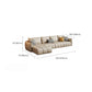 Contemporary Square Arm Loose Back Sofa and Chaise Beige Faux Leather U Sofa