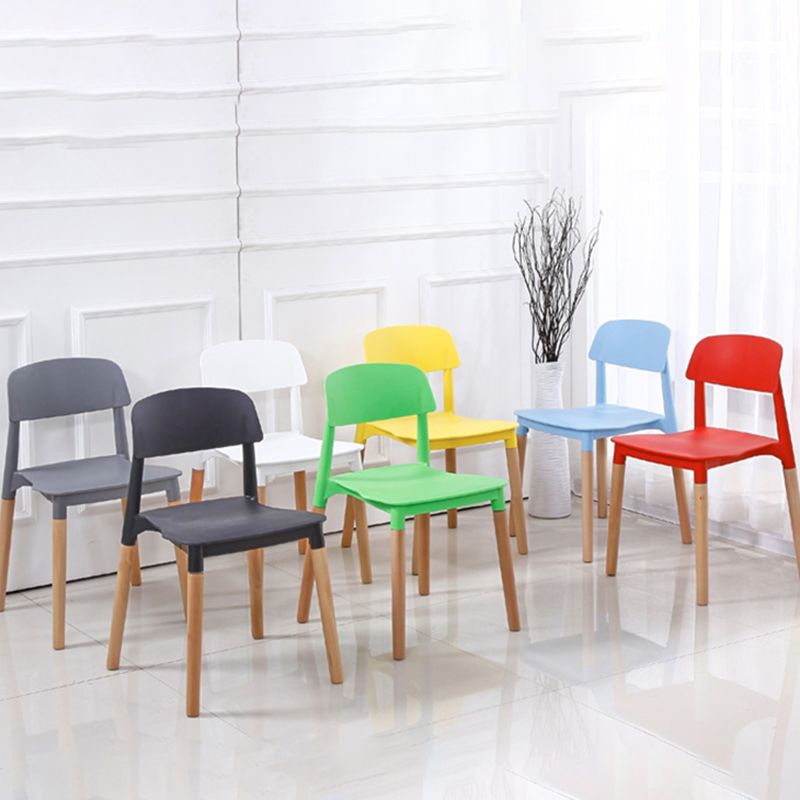 Home Plastic Armless Dining Chair Open Back Dining Side Chairs with Wood Legs Clearhalo ' kitchen&dining_furn' 'Dining Chairs' 'Dining Tables & Seating' 'dining_chair' 'furn' 'furn_dining_chair' 'Furniture' 'furniture_dining_chair' 'Kitchen & Dining Furniture' 'kitchen' 1200x1200_b5626505-708a-4daa-8c9f-7f7201a527ee