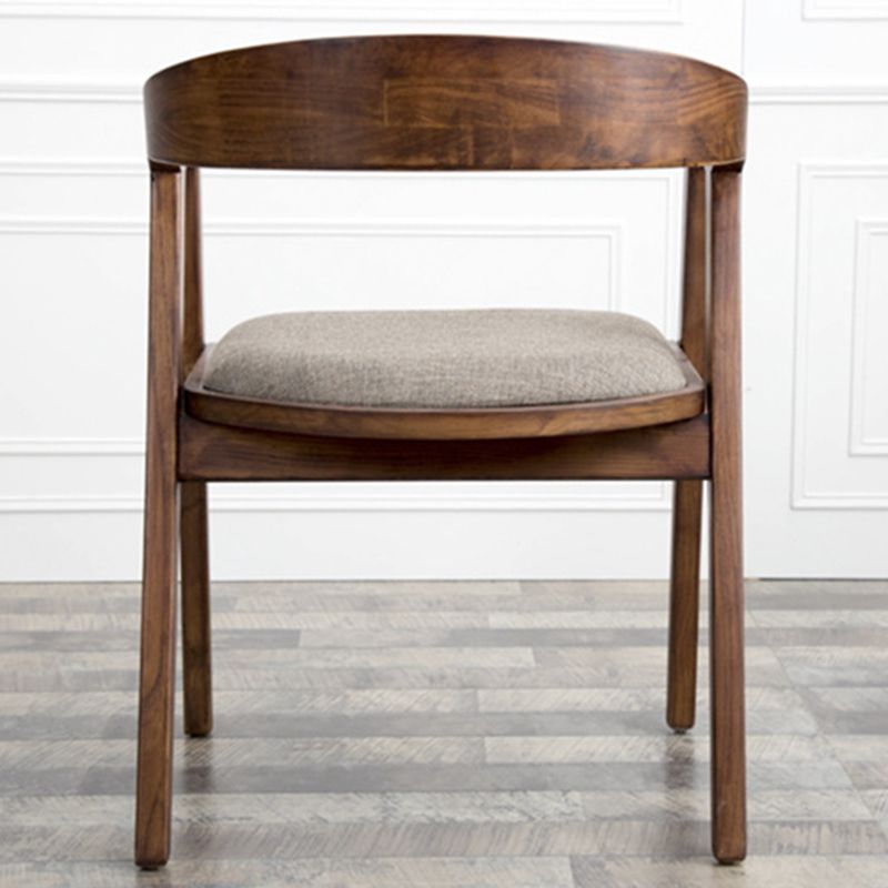 Contemporary Home Dining Chair Rubberwood Upholstered Arm Chair