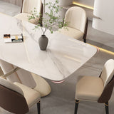 Contemporary Rectangle Shape Sintered Stone Top Dining Set Standard Kitchen Dining Set in White Clearhalo 'Dining Room Sets' 'Dining Tables & Seating' 'dining_room_set' 'furn' 'furn_dining_room_set' 'Furniture' 'furniture_dining_room_set' 'Kitchen & Dining Furniture' 'kitchen&dining_furn' 'kitchen' 1200x1200_b5659274-c3d3-47f2-8ed2-67d90718935f