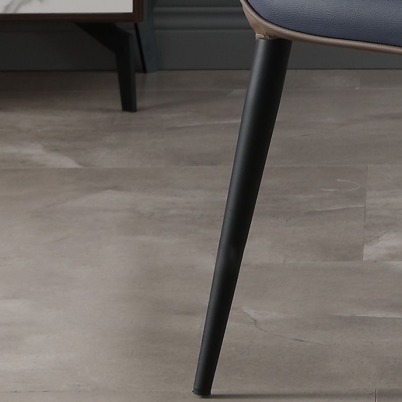 Scandinavian Style Faux Leather Dining Chair Solid Back Chair with 4 Black Finish Legs Clearhalo ' kitchen&dining_furn' 'Dining Chairs' 'Dining Tables & Seating' 'dining_chair' 'furn' 'furn_dining_chair' 'Furniture' 'furniture_dining_chair' 'Kitchen & Dining Furniture' 'kitchen' 1200x1200_b565e89f-6526-4567-9ee9-57af6d3edebf