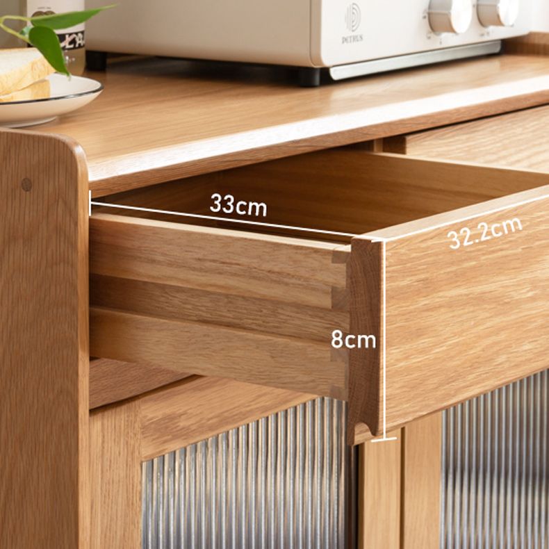 Moderno piste da esposizione in vetro a buffet di pino per soggiorno per soggiorno