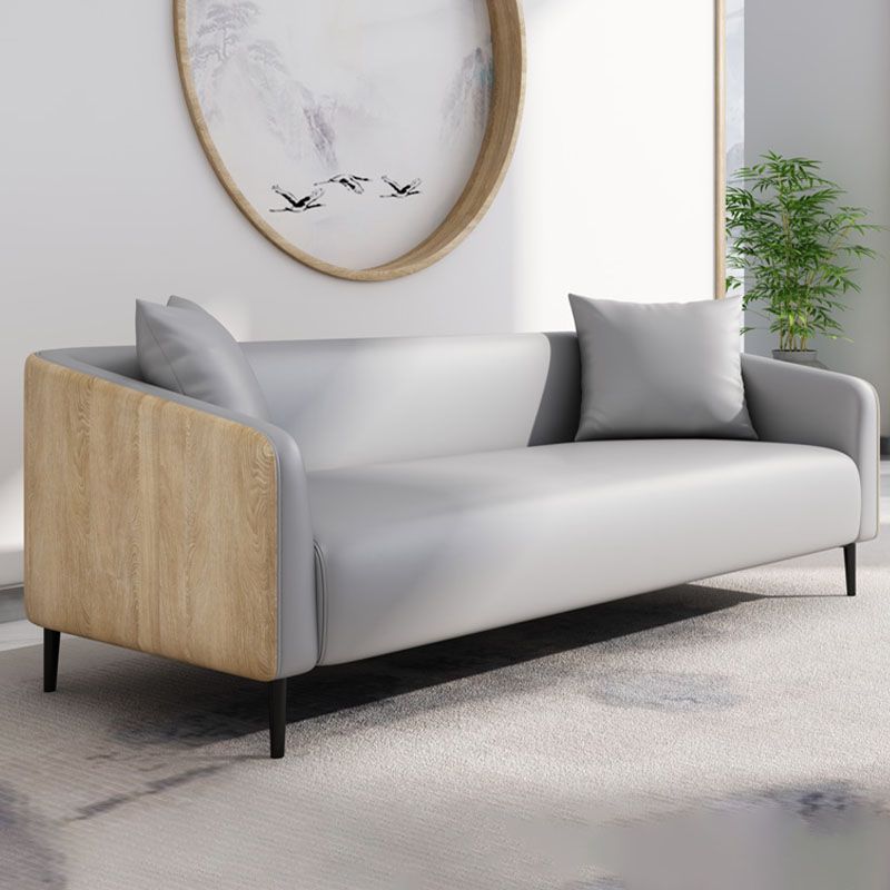Stain Resistant Sofa Faux Leather Tuxedo Arm Sofa for Bonus Room