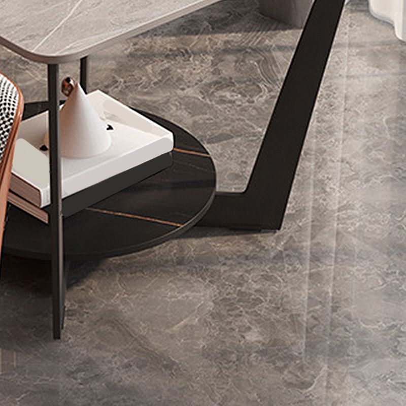 Cross Table Base Design Black Metal Base Marble Table Top Square Side Table