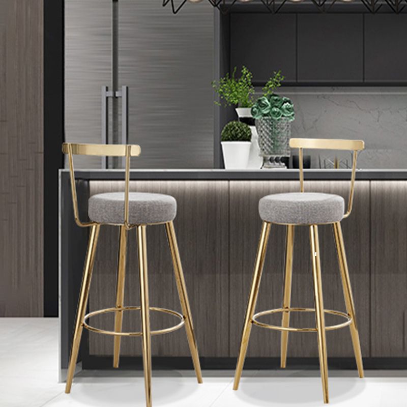 Indoor Round Counter Chair Upholstered Footrest Dining Stool in Grey and Gold Clearhalo 'Bar Furniture' 'Bar Stools' 'bar_stools' 'furn' 'furn_bar_stools' 'Furniture' 'Kitchen & Dining Furniture' 1200x1200_b566ff4e-5a4f-4738-8322-f22c62d1070e