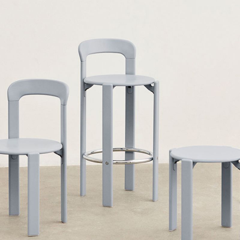 Round Low Back Dining Stools Plastic Barstools with Footrest