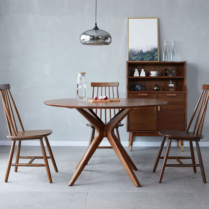 1/2/3/4 piezas Juego de comedor de madera maciza Mesa redonda moderna de madera de pino con sillas de madera