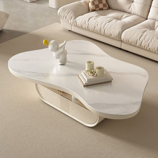 Modern Pedestal Coffee Table Slate Free Form Coffee Cocktail Table