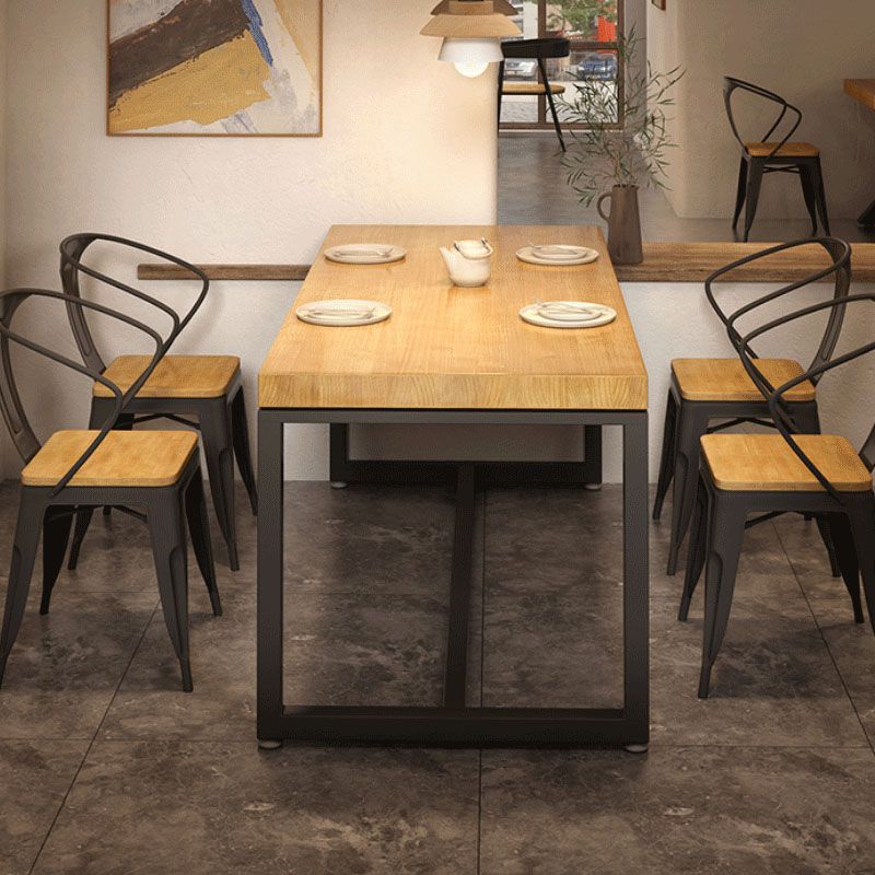 Pine Wood Top Dining Table Industrial Rectangle Table with Trestle Base Clearhalo 'Dining Tables & Seating' 'Dining Tables' 'dining_table' 'furn' 'furn_dining_table' 'Furniture' 'Kitchen & Dining Furniture' 1200x1200_b569c131-0722-4bf9-8bd0-2e18e8edaf16