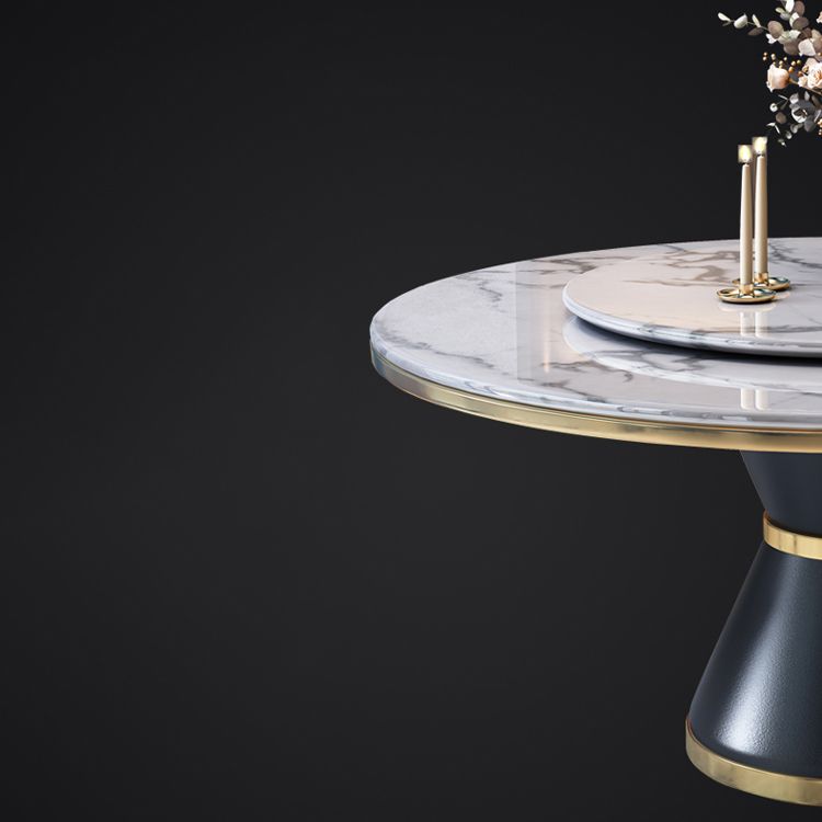 Contemporary Style Home Dining Table Single Pedestal Base Round Shape Table with Turntable Clearhalo ' dining_table' 'Dining Tables & Seating' 'Dining Tables' 'furn' 'furn_dining_table' 'Furniture' 'furniture_dining_table' 'Kitchen & Dining Furniture' 'kitchen&dining_furn' 'kitchen' 'kitchen_dining_table' 1200x1200_b56a4242-4ef2-4a50-ba27-04a7a08033d4