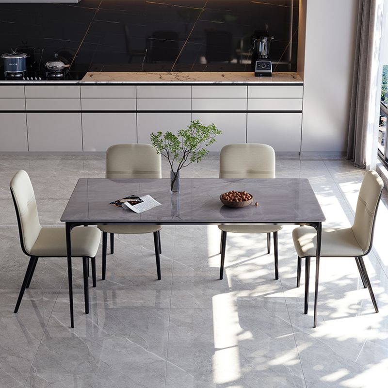 Stone Top Dining Room Dinner Kitchen Table Rectangle Dining Table with 4 Legs Clearhalo 'Dining Tables & Seating' 'Dining Tables' 'dining_table' 'furn' 'furn_dining_table' 'Furniture' 'Kitchen & Dining Furniture' 1200x1200_b56cc882-b8b5-4a94-be0a-1e137fbfc010