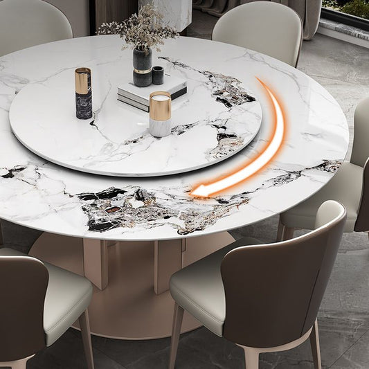 Round Stone Dining Room Table Traditional Luxury Table with Pedestal Casual