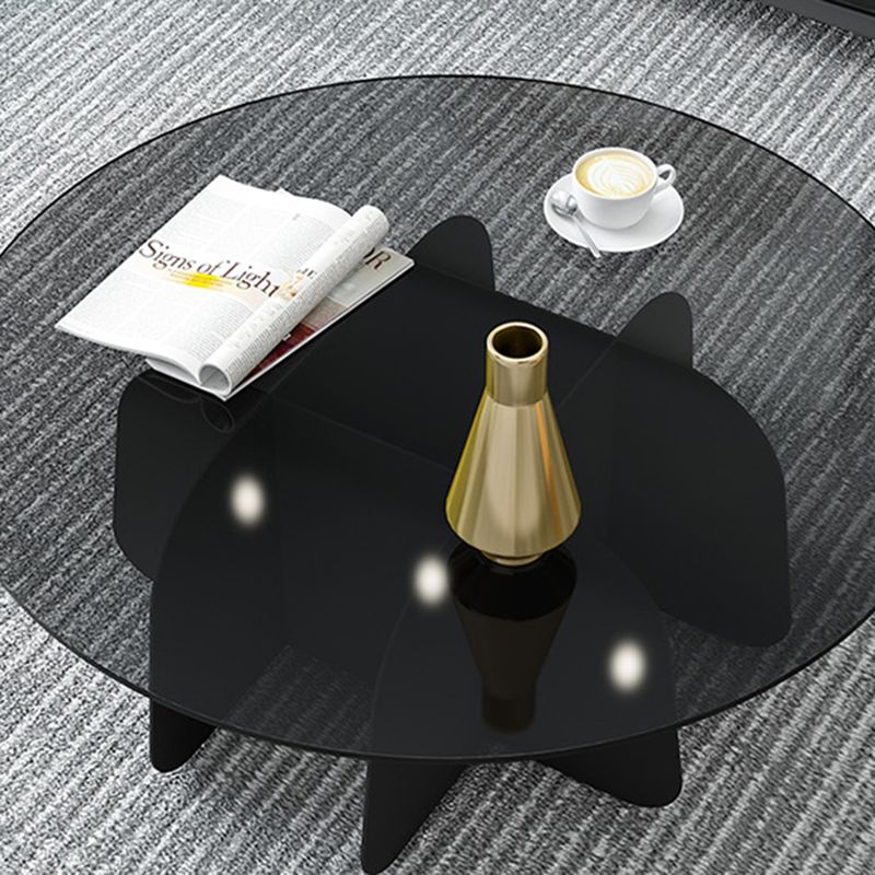 13.7"H Modern Metal Abstract Glass/slate Round Top Coffee Table Clearhalo 'Coffee & Accent Tables' 'Coffee Tables' 'coffee_tables' 'furn' 'furn_coffee_tables' 'Furniture' 'furniture_coffee_tables' 'Living Room Furniture' 1200x1200_b56f5151-91a4-42d8-a37c-557cae062cb7