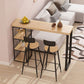 Kitchen Natural Wood Bistro Table Modern Rectangle Cocktail Bar Table with Storage