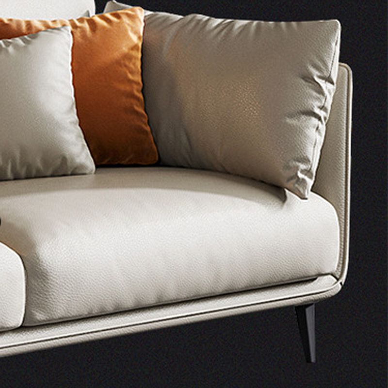 Living Room Genuine Leather Couch Square Arm Sofa with Pillow Back Clearhalo 'furn' 'furn_sofas' 'Furniture' 'furniture_sofas' 'Living Room Furniture' 'Sofa' 'sofas' 1200x1200_b5715960-7778-435c-b0ac-90ea28812071