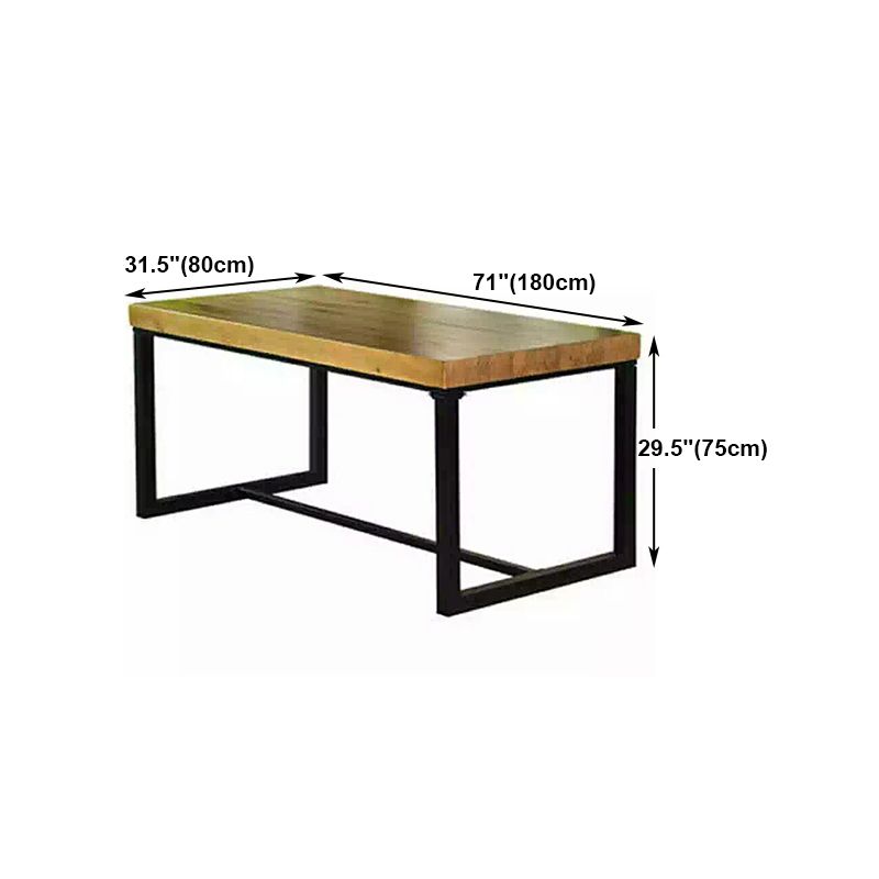 Industrial Solid Wood Dining Table Rectangle Table in Brown with Trestle Base Clearhalo ' dining_table' 'Dining Tables & Seating' 'Dining Tables' 'furn' 'furn_dining_table' 'Furniture' 'furniture_dining_table' 'Kitchen & Dining Furniture' 'kitchen&dining_furn' 'kitchen' 'kitchen_dining_table' 1200x1200_b5717ea1-51e1-44f3-88c4-39745e3aaf0e