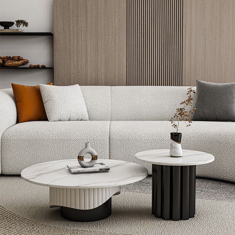 Slate Pedestal Coffee Table Round Modern Minimalist Coffee Table Clearhalo 'Coffee & Accent Tables' 'Coffee Tables' 'coffee_tables' 'furn' 'furn_coffee_tables' 'Furniture' 'Living Room Furniture' 1200x1200_b5724eef-bf85-4417-85fe-7dfcdae4e1c8