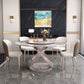 Contemporary Round Pedestal Dining Table Stone Matte Finish Table Clearhalo 'Dining Tables & Seating' 'Dining Tables' 'dining_table' 'furn' 'furn_dining_table' 'Furniture' 'Kitchen & Dining Furniture' 1200x1200_b5727ead-6f42-4e4a-b4d3-dd2fd081df72