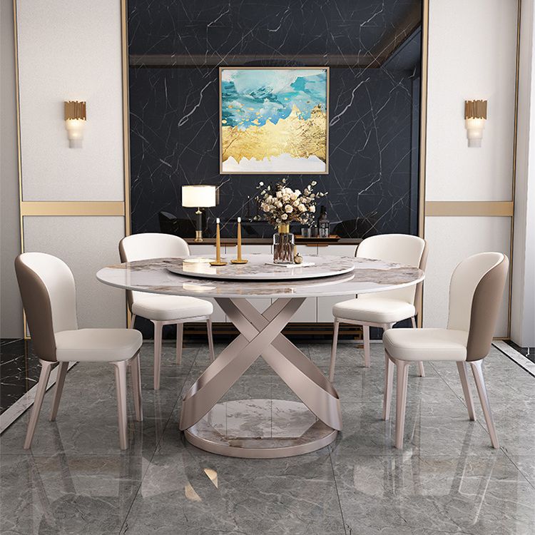 Contemporary Round Pedestal Dining Table Stone Matte Finish Table Clearhalo 'Dining Tables & Seating' 'Dining Tables' 'dining_table' 'furn' 'furn_dining_table' 'Furniture' 'Kitchen & Dining Furniture' 1200x1200_b5727ead-6f42-4e4a-b4d3-dd2fd081df72