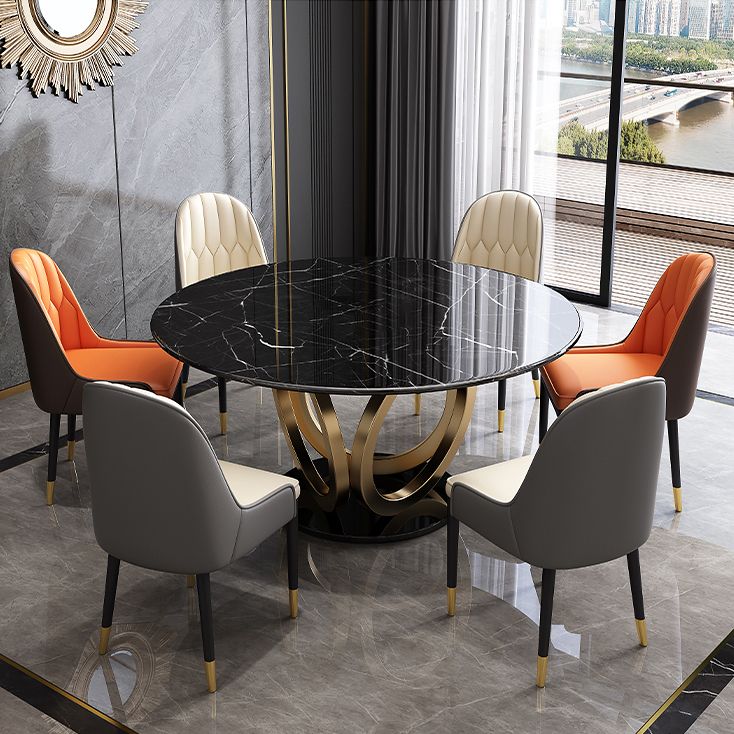 Glam Restaurant Sintered Stone Table Round Pedestal Dining Table Clearhalo 'Dining Tables & Seating' 'Dining Tables' 'dining_table' 'furn' 'furn_dining_table' 'Furniture' 'furniture_dining_table' 'Kitchen & Dining Furniture' 'kitchen' 'kitchen_dining_table' 1200x1200_b573b05d-0d1b-4ea2-98df-b51a94ae1f52