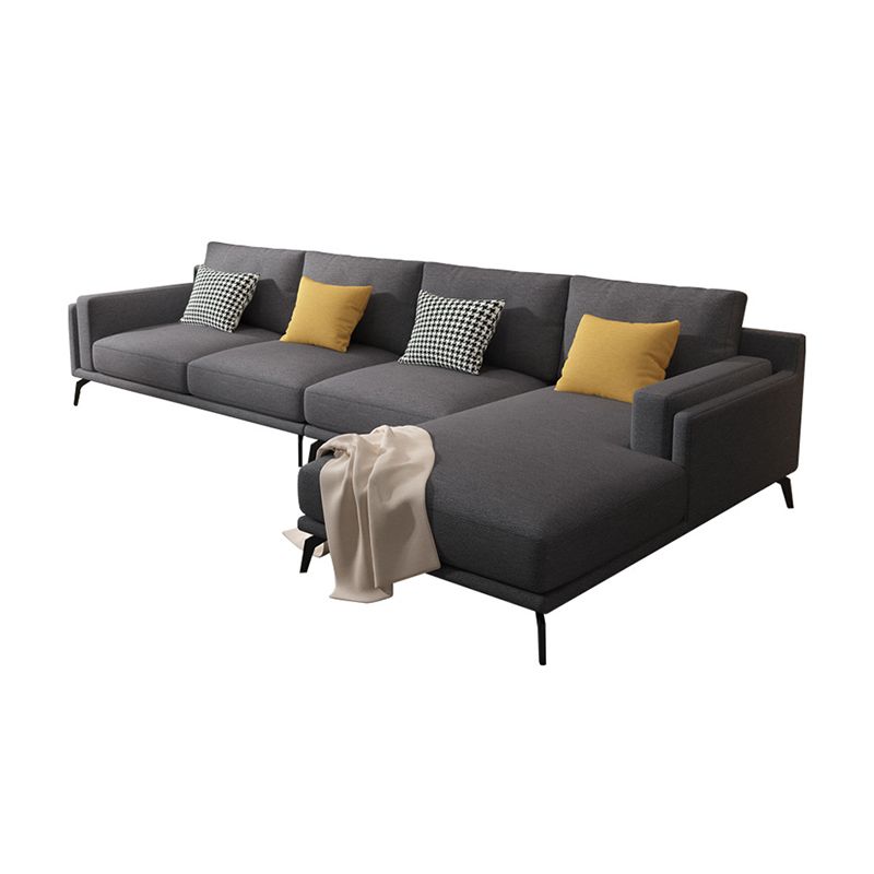 L-shape 4-seater Fabric Sectional Slipcovered Square Arm Sectional Clearhalo 'furn' 'furn_sectionals' 'Furniture' 'Living Room Furniture' 'Sectionals' 1200x1200_b574f684-079a-43b4-a271-869ec93450ed
