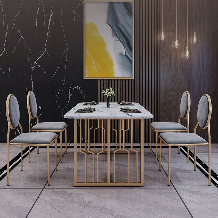 Metal Traditional Luxury Rectangle Table Sintered Stone Table for Kitchen Clearhalo ' dining_table' 'Dining Tables & Seating' 'Dining Tables' 'furn' 'furn_dining_table' 'Furniture' 'furniture_dining_table' 'Kitchen & Dining Furniture' 'kitchen&dining_furn' 'kitchen' 'kitchen_dining_table' 1200x1200_b575249c-b464-454c-a461-a86fafa932fe