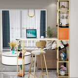 Stone Bar Dining Table Modern Bar Table with Double Pedestal for Living Room