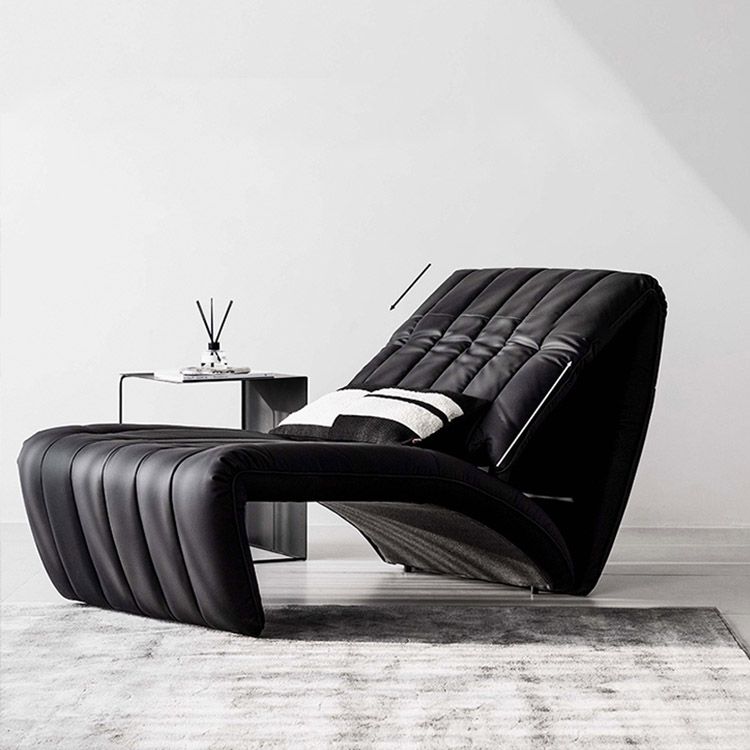 Sedia reclinabile in metallo in cuoio contemporaneo