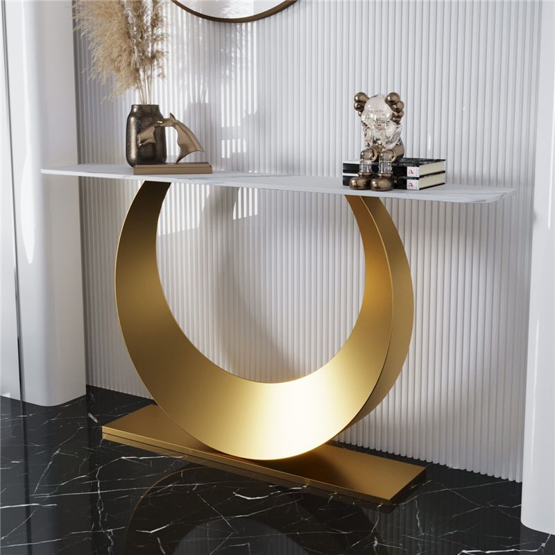 Tavolo accento top in pietra in stile glam per la tabella della console di sala 31,5 "di altezza