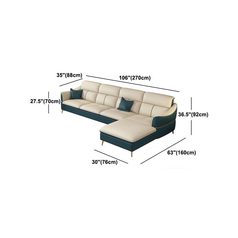 Glam Style Sofa Bed with Padded Leather and White Upholstery Sofa Clearhalo 'furn' 'furn_sectionals' 'Furniture' 'Living Room Furniture' 'Sectionals' 1200x1200_b57b3458-0704-4581-ac6f-465decda569c
