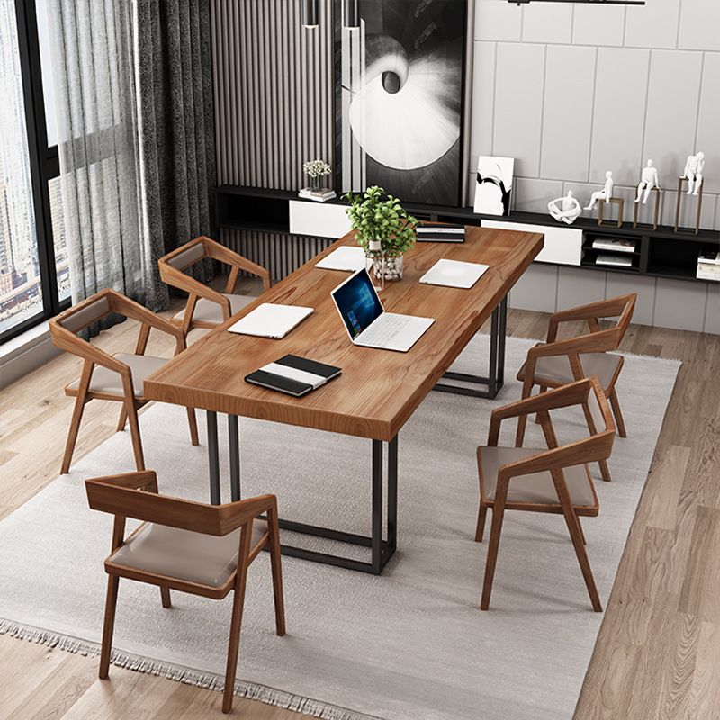 Ensemble de Table à manger en bois massif marron, 1/2/5/7 pièces, ensemble de Dinette industriel pour la maison