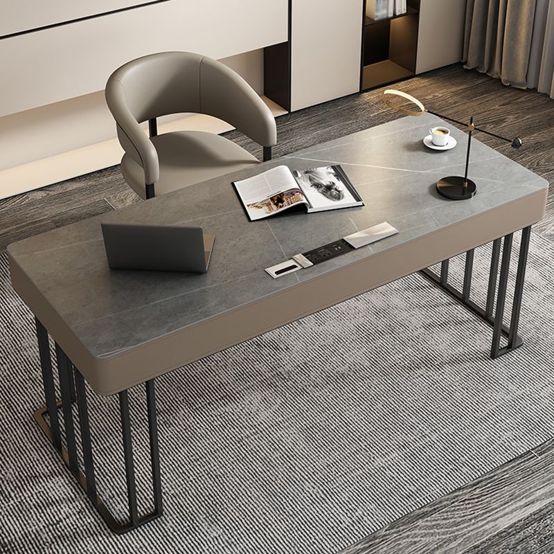 Modern Style 2-drawer Office Desk Sintered Stone Desk with Cable Management Clearhalo 'furn' 'furn_office_desk' 'Furniture' 'Office Desks' 'Office Furniture' 'office_desk' 1200x1200_b57cf3c8-697e-4987-8d94-dd36f67d0d6d