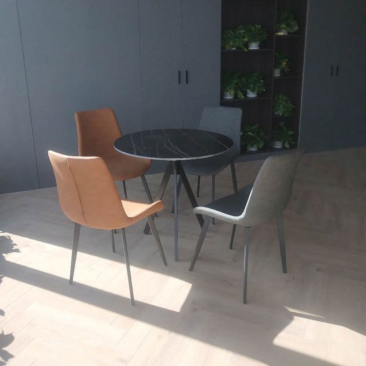 Modern Style Sintered Stone Dining Table Round Dinner Table with Pedestal Base Clearhalo ' dining_table' 'Dining Tables & Seating' 'Dining Tables' 'furn' 'furn_dining_table' 'Furniture' 'furniture_dining_table' 'Kitchen & Dining Furniture' 'kitchen&dining_furn' 'kitchen' 'kitchen_dining_table' 1200x1200_b57d37e4-9f54-4e5e-aa25-c42e85ec2ead