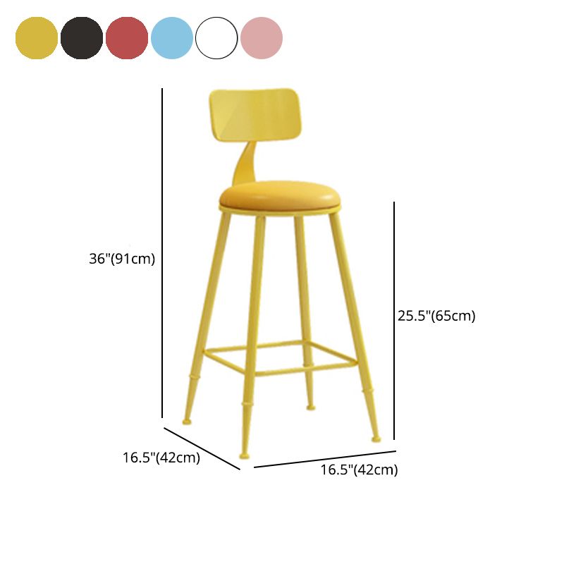 Contemporary Style Low Back Bar-stool Round Counter Bar Stool with Metal Legs Clearhalo 'Bar Furniture' 'Bar Stools' 'bar_stools' 'furn' 'furn_bar_stools' 'Furniture' 'furniture_bar_stools' 'Kitchen & Dining Furniture' 1200x1200_b57d8ffc-c7d6-4195-acb1-c526f105c2b0