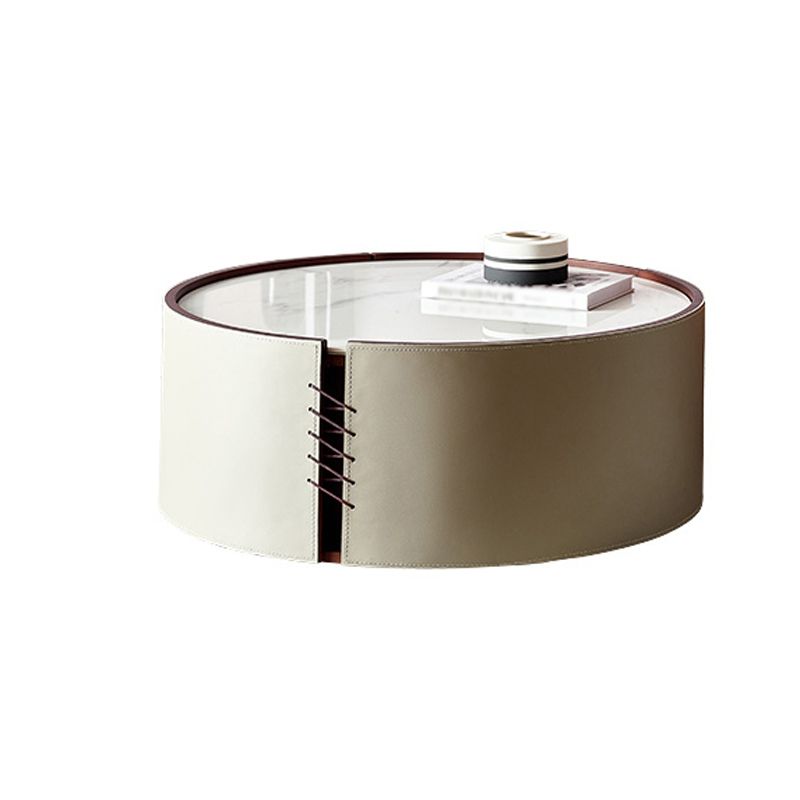 Modern Drum Base Solid Leather Round Table Coffee Table with Storage Clearhalo 'Coffee & Accent Tables' 'Coffee Tables' 'coffee_tables' 'furn' 'furn_coffee_tables' 'Furniture' 'Living Room Furniture' 1200x1200_b57eb529-0ed8-463e-813d-1b2e01429791